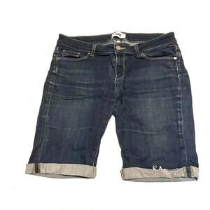 Paige Medium Wash Roll Cuff Denim Bermuda Shorts Women's 29